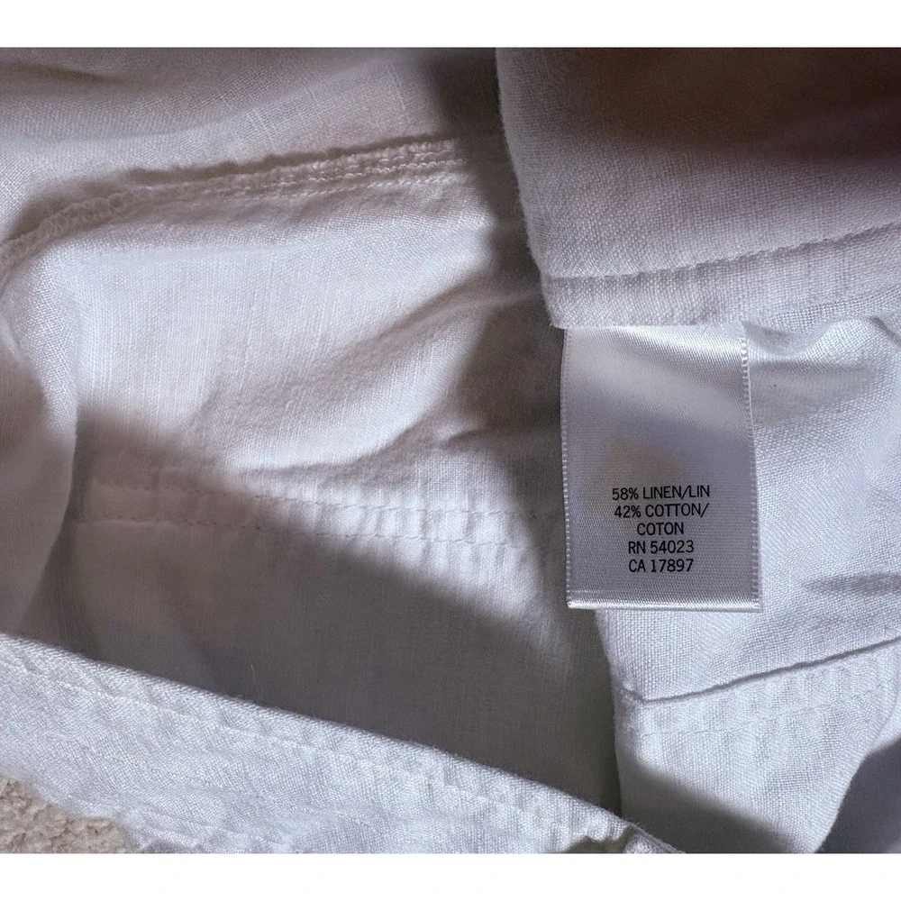Banana Republic Linen Cotton Blend Pants Womens 14 White Pleated Casual Beach